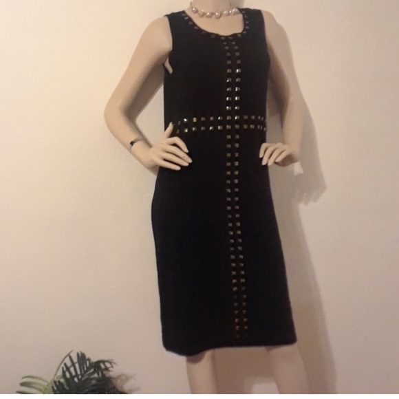 New Direction.  Gold tone embellishments Black stretch dress Sz M. - Picture 12 of 14